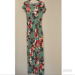 Green Floral Maxi Dress